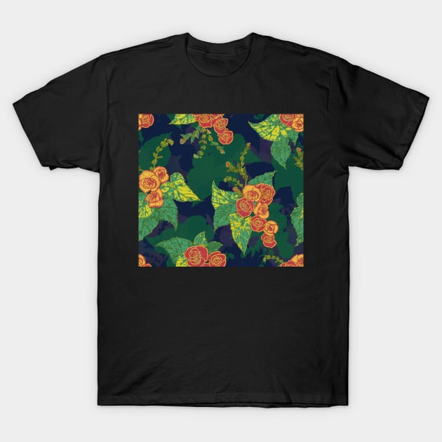 Tropical Begonia Floral T-Shirt by lottibrown